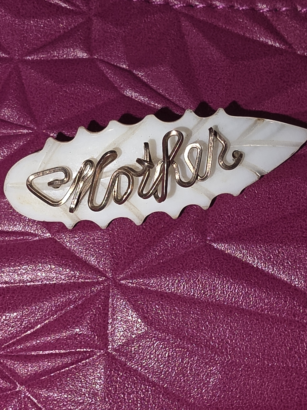 Vintage Mother-of-pearl Pin with 'Mother' Gold Script
